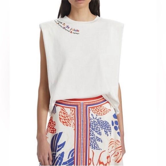 FARM RIO NWT nature is the future embroidered organic cotton top White Size S - Picture 3 of 13